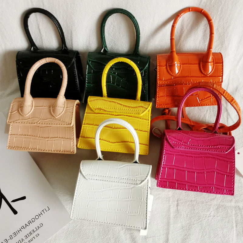 Luxury Stone Pattern Mini PU Leather Crossbody Bag,  Women's Messenger Chain Handbags