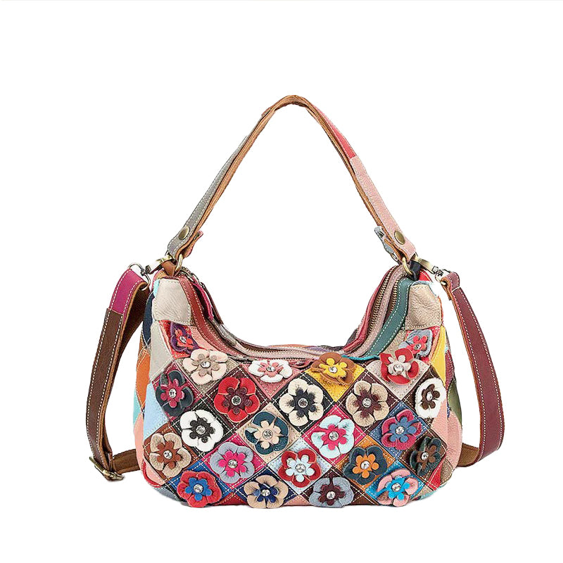 Multi-Color Floral Boston Shoulder Bag