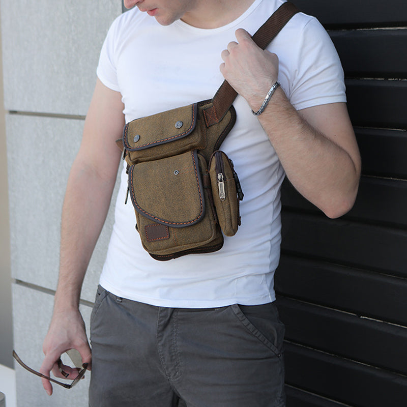 Leg Bag For Men Durable Vertical Outdoor Sports Canvas Bag
