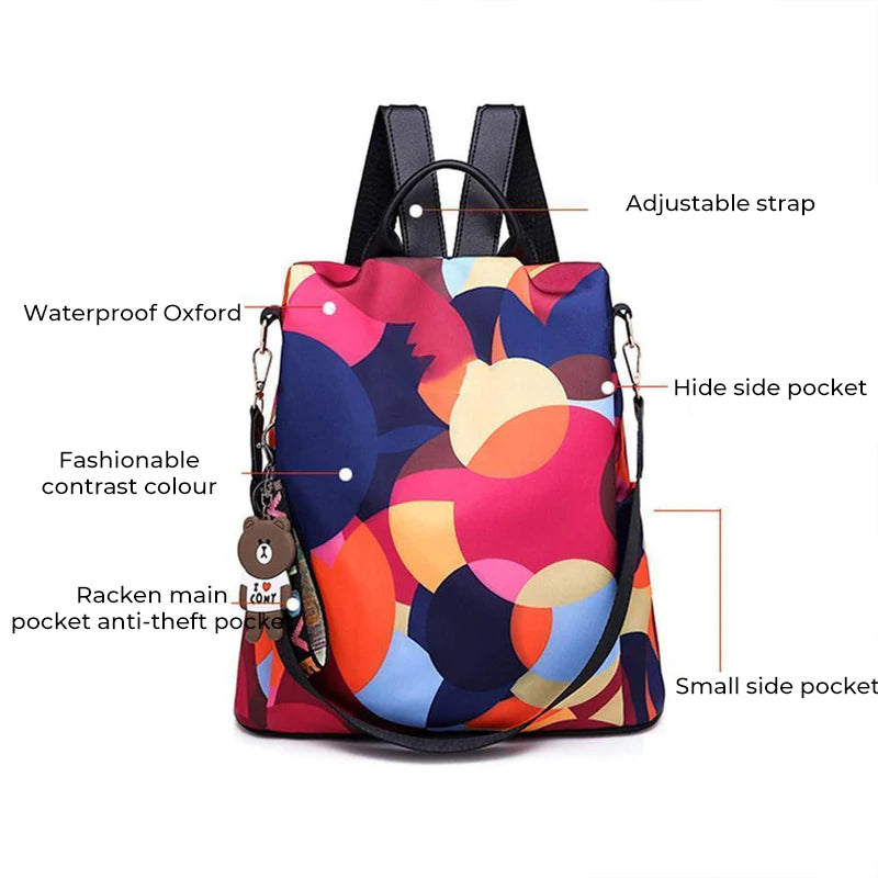 Women's Oxford Fabric Print Anti-theft Backpack