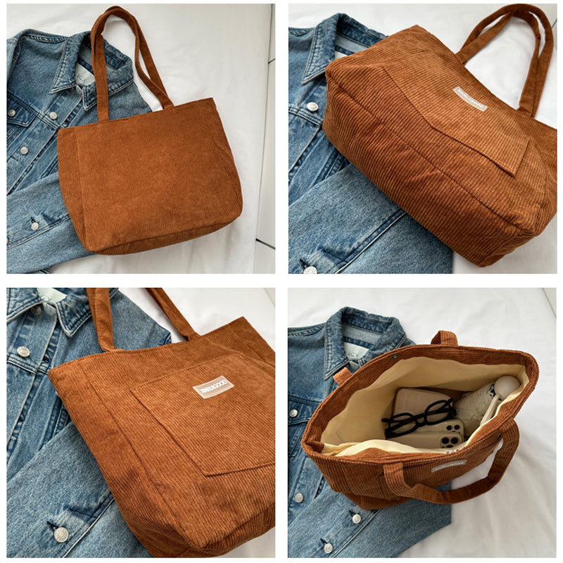 Corduroy Large Capacity Tote Bag