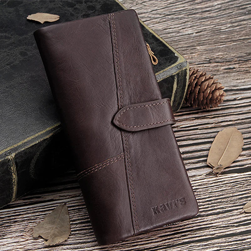 RFID Large Capacity Vintage Genuine Leather Purse