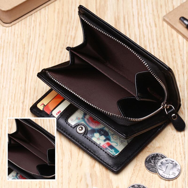 Men's Multi-slot Bifold retro short Wallet, Purse with Zip Coin Pocket