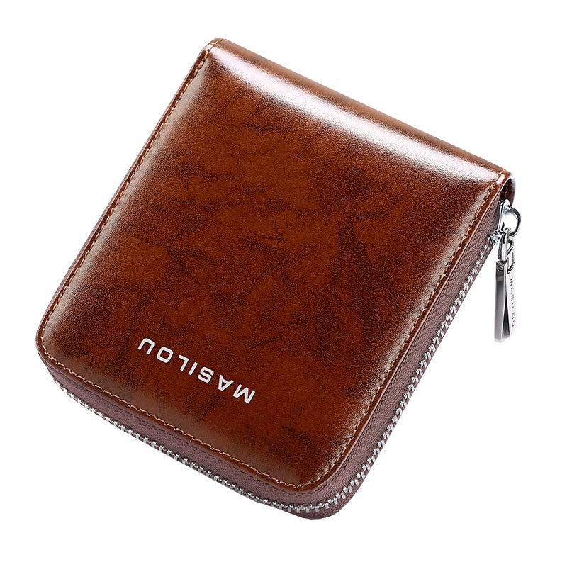 Short Leather Zipper Wallet