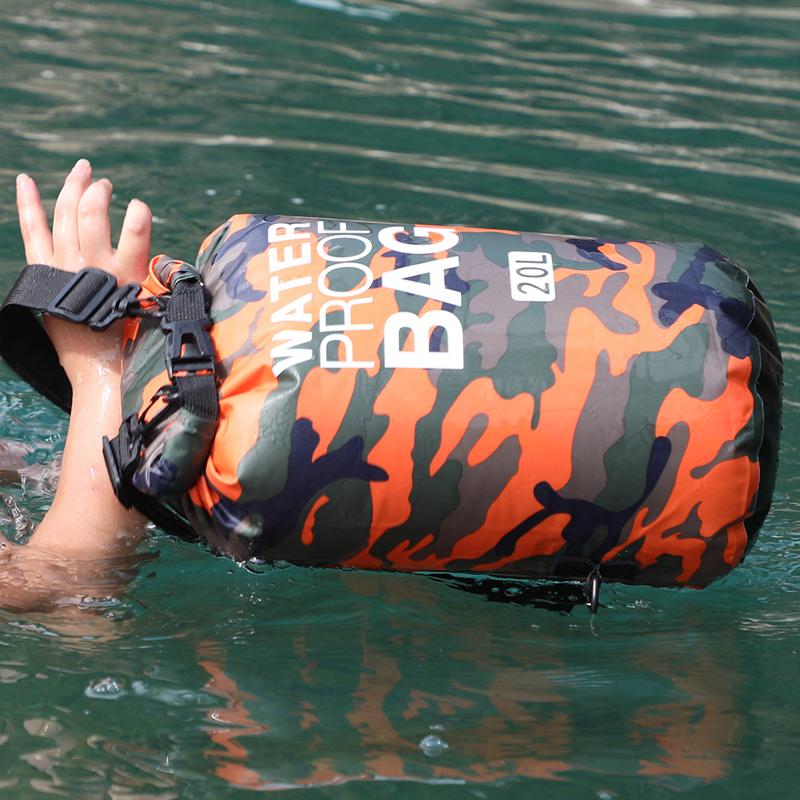 10/15L Camouflage Rafting Waterproof Dry Bags, Portable Swimming/Trekking PVC Storage Bag