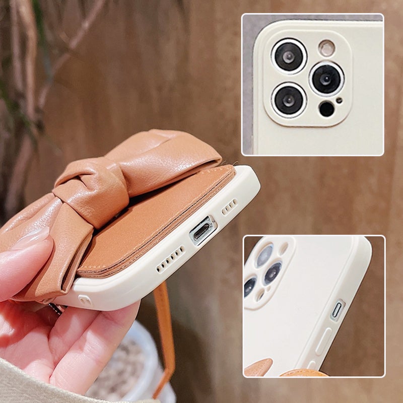 Leather bowknot case for iPhone