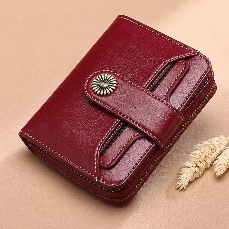 Women RFID Blocking Short Compact Bifold Wallet Mini Purse