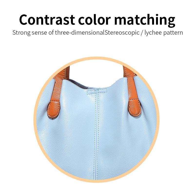 2 In 1 Leather Shopper Tote Bag