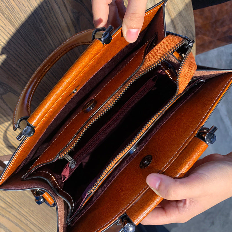Women's Large Capacity Handbag, Solid Crossbody Briefcase