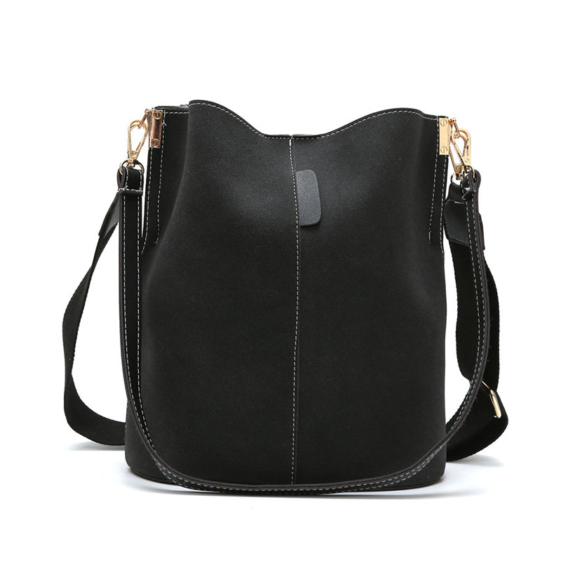 Vintage Matte PU Leather Designer Bucket Handbags for Women