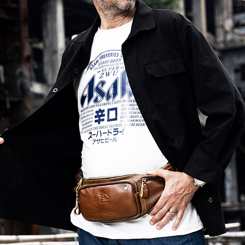 Retro Multi-Pocket Multifunctional Sling Bag Waist Bag