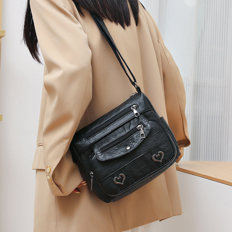 Women's Multi-Pocket Soft Leather Crossbody Bag