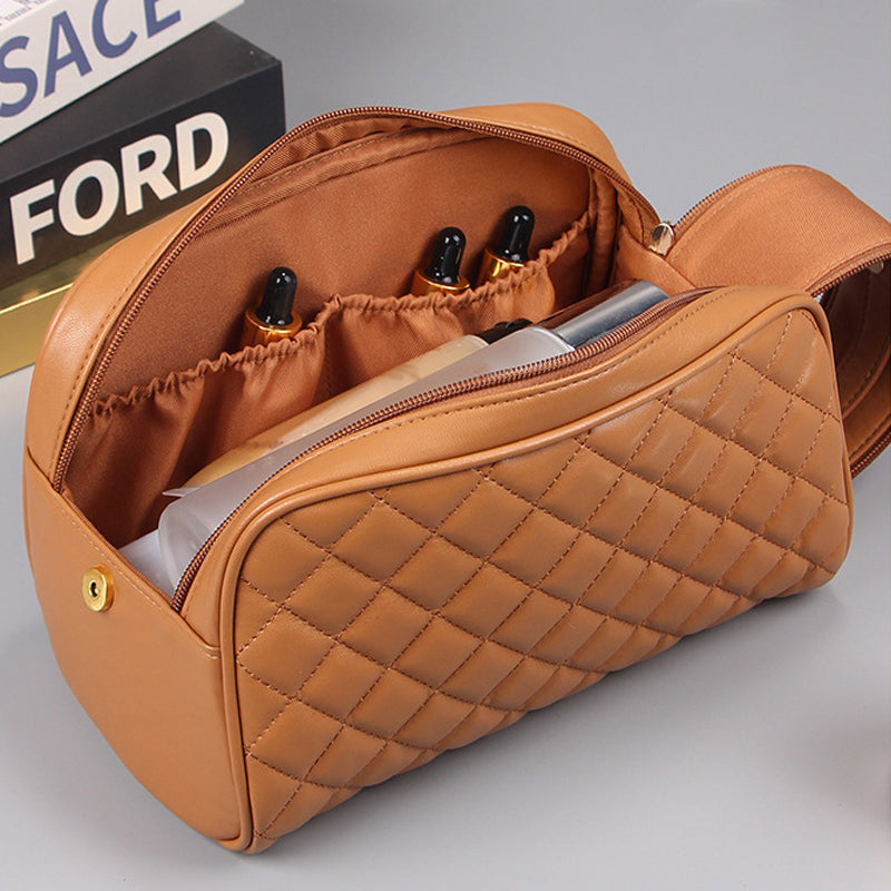 Quilted Plaid Cosmetic Bag