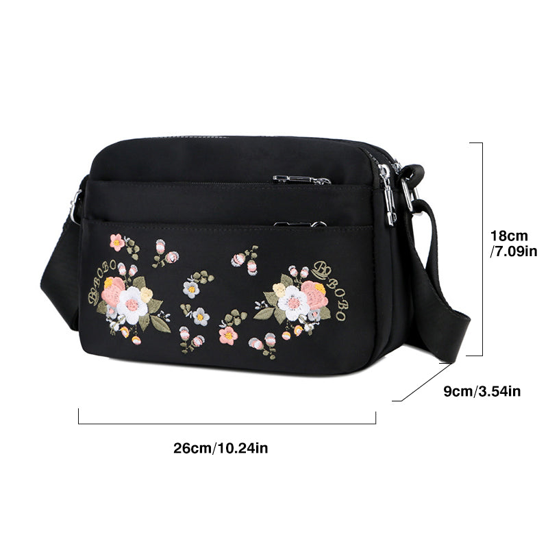 Women's Embroidered Flower Crossbody Bag