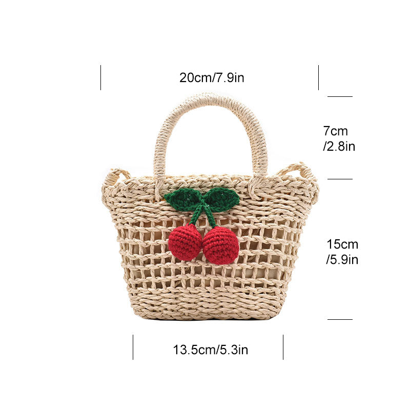 Cherry Decor Beach Straw Bag