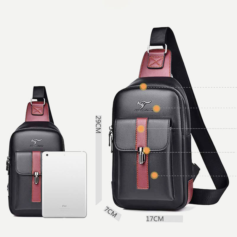 Sling Bag for Men Vintage Waterproof Leather Business Crossbody Bag