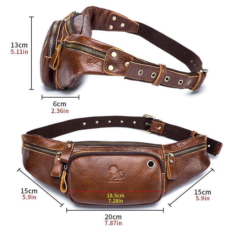 Retro Multi-Pocket Multifunctional Sling Bag Waist Bag