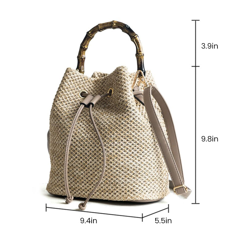 Women's Summer Rattan Straw Bucket Bag