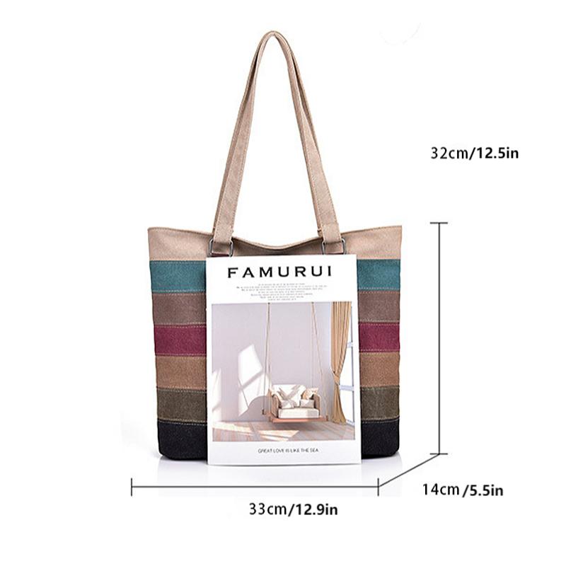Contrast Stripe Tote Bag