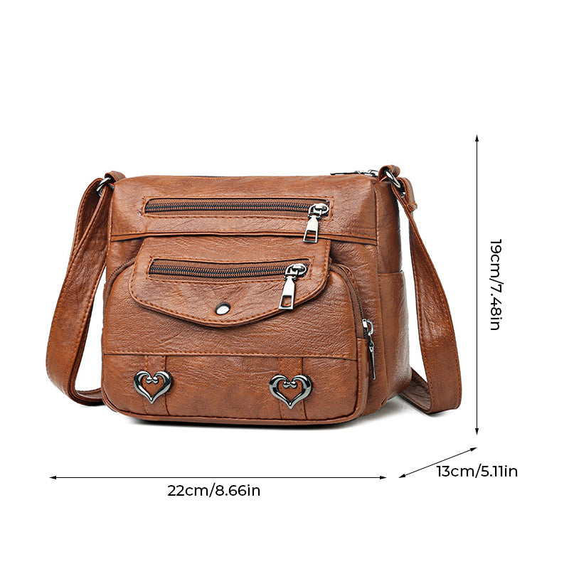 Women's Multi-Pocket Soft Leather Crossbody Bag