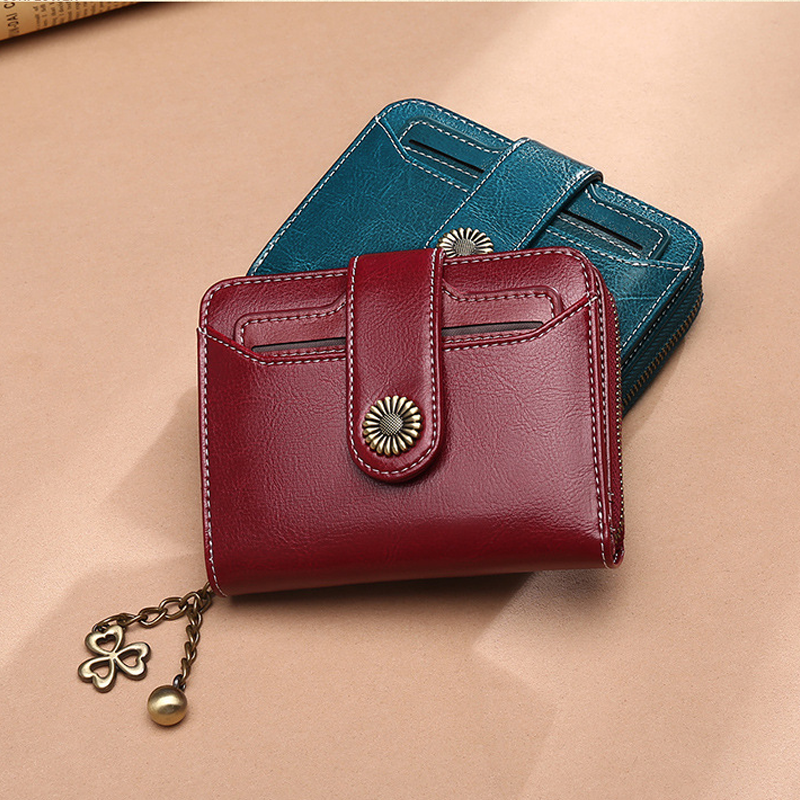 Women RFID Blocking Short Compact Bifold Wallet Mini Purse
