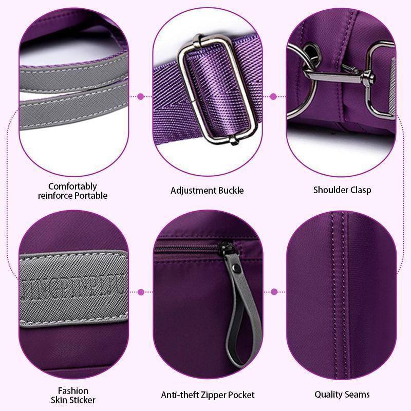 Women's Multi-pockets Travel Zipper Shoulder Bag, Portable Outdoor Duffel Handbags