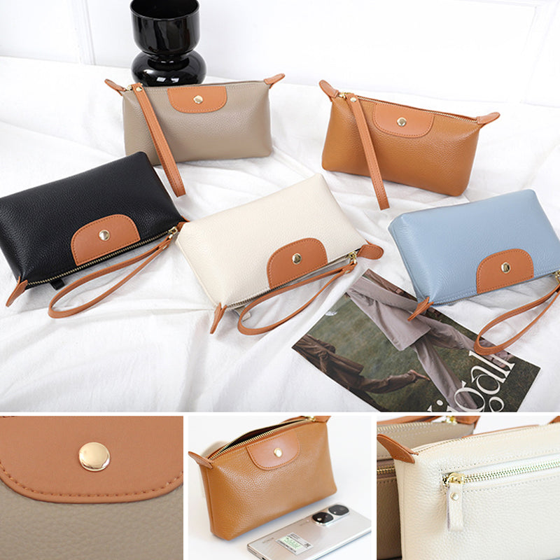 Handheld Leather Clutch Lightweight Large Space Wrist Zipper Wallet