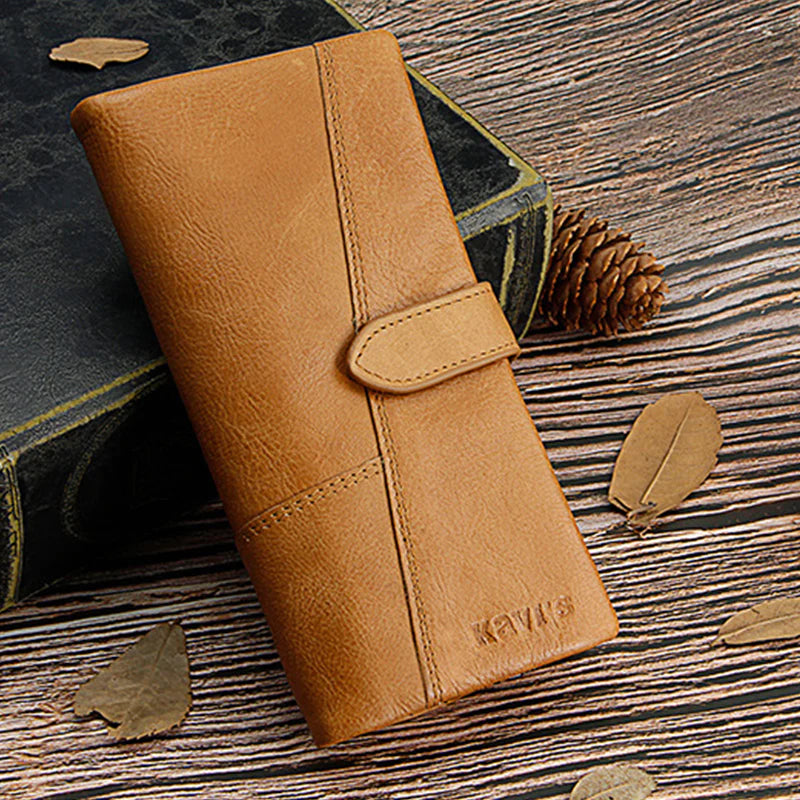 RFID Large Capacity Vintage Genuine Leather Purse