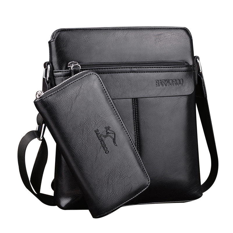 Kangaroo Men's Leather Messenger Bag, Business Briefcase Shoulder Bag