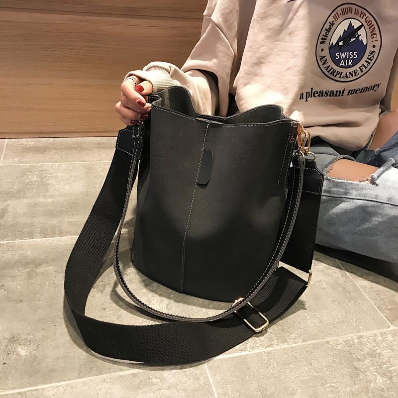 Vintage Matte PU Leather Designer Bucket Handbags for Women