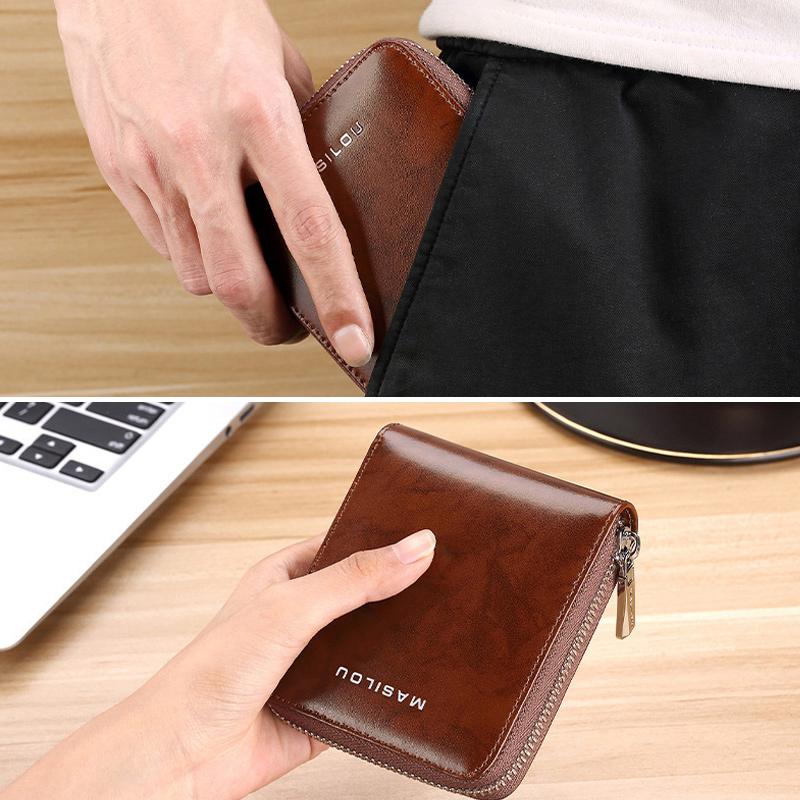 Short Leather Zipper Wallet
