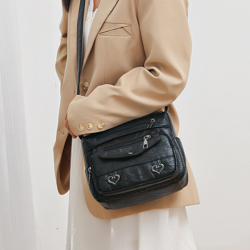 Women's Multi-Pocket Soft Leather Crossbody Bag