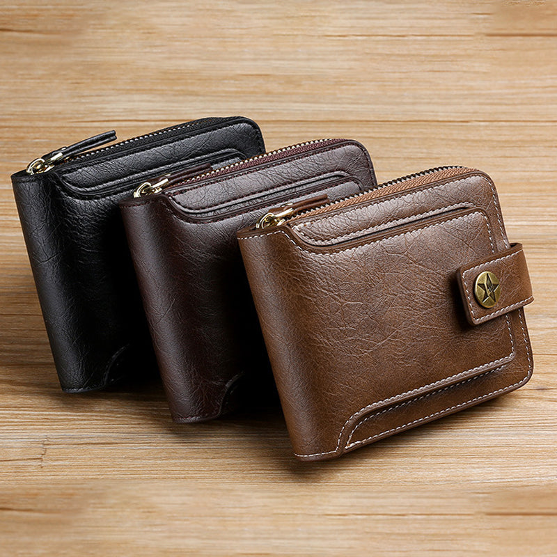 Men's New Short Fashion Multi-card Horizontal Zipper Wallet