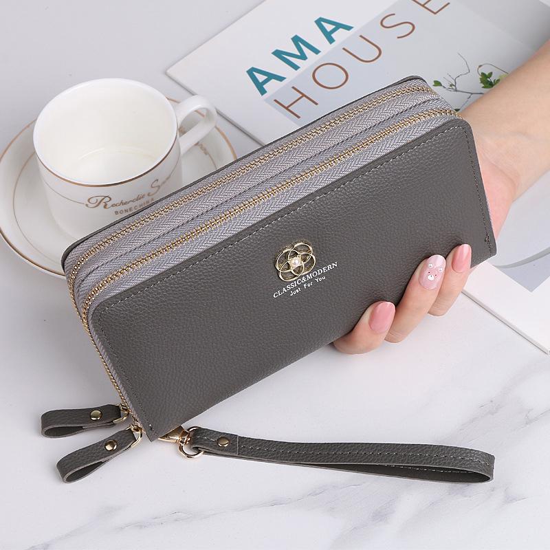 Long Double Zippers Clutch Bag