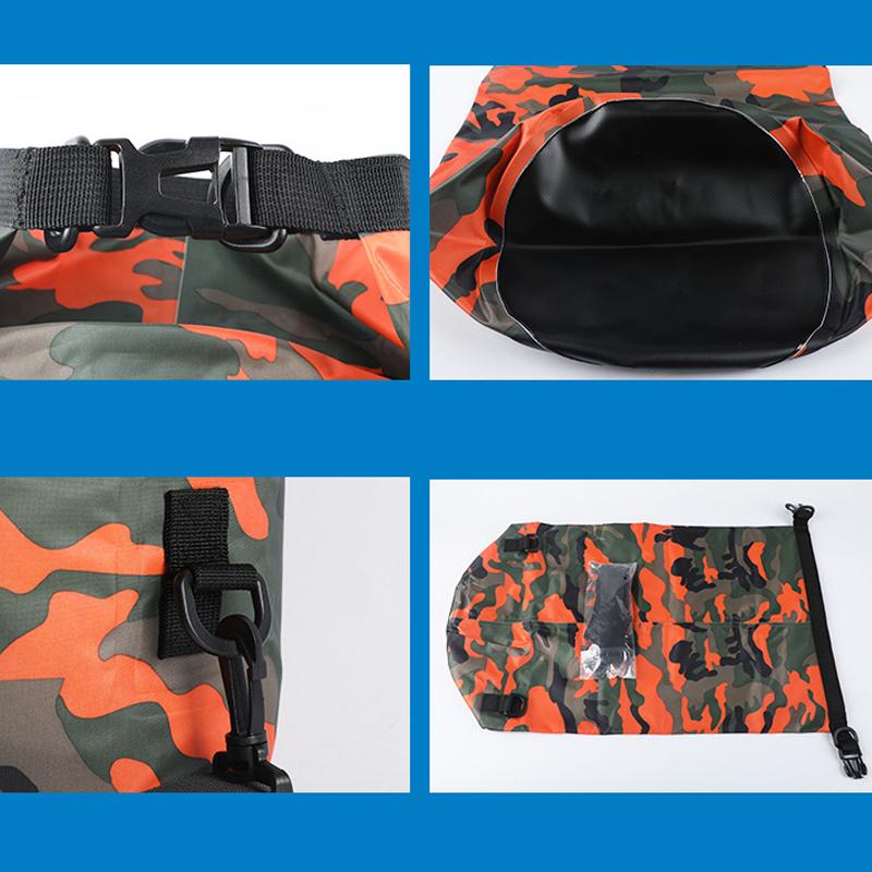 10/15L Camouflage Rafting Waterproof Dry Bags, Portable Swimming/Trekking PVC Storage Bag