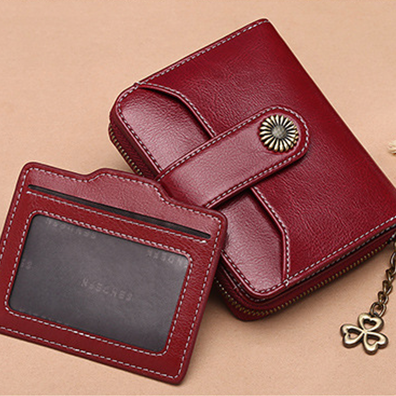 Women RFID Blocking Short Compact Bifold Wallet Mini Purse