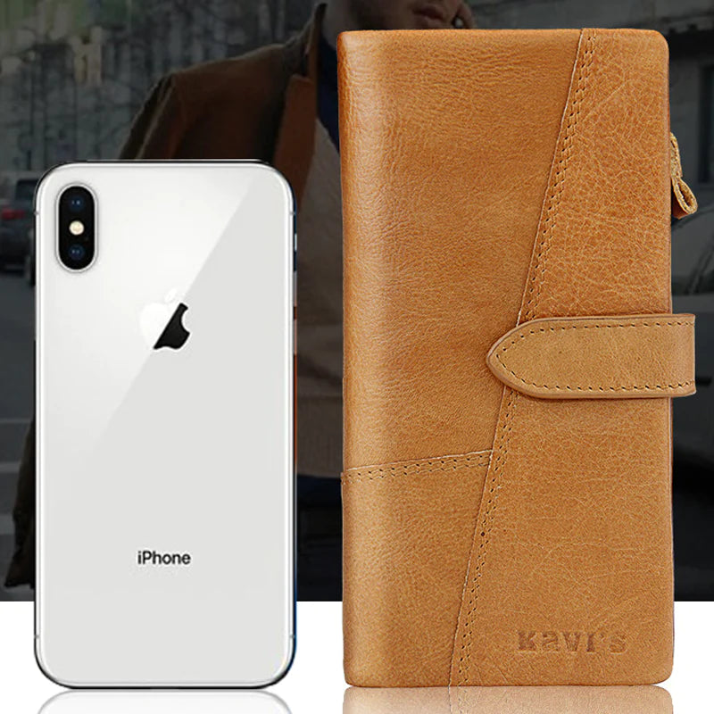 RFID Large Capacity Vintage Genuine Leather Purse