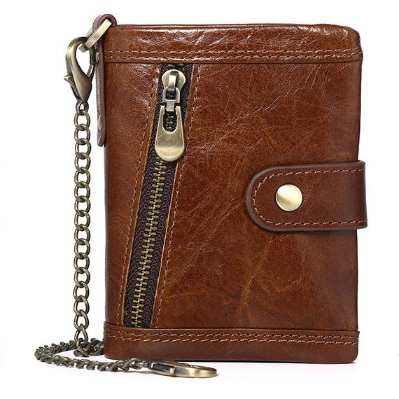RFID Anti-theft Classic Wallet With Chain