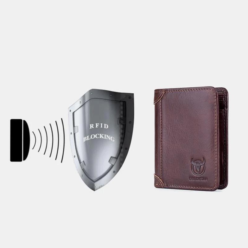 Bullcaptain RFID Men's Large Capacity Bifold Wallet, Muliti-slot Credit Card Holder