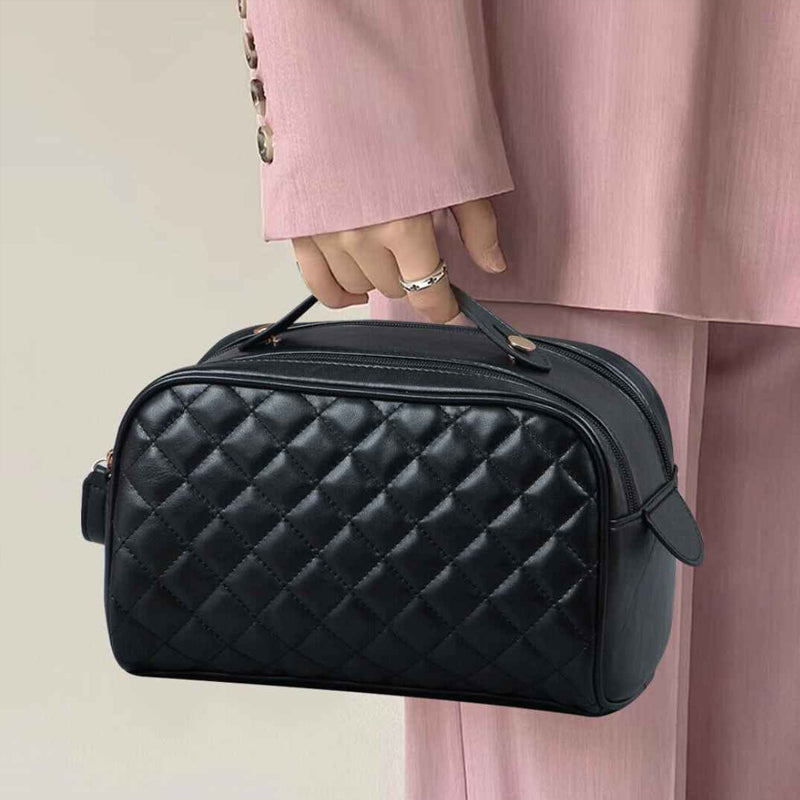 Quilted Plaid Cosmetic Bag