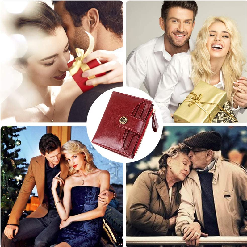 Women RFID Blocking Short Compact Bifold Wallet Mini Purse