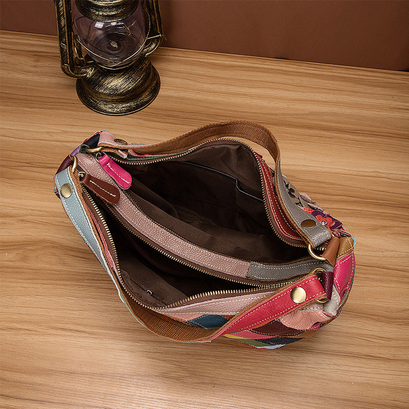 Multi-Color Floral Boston Shoulder Bag