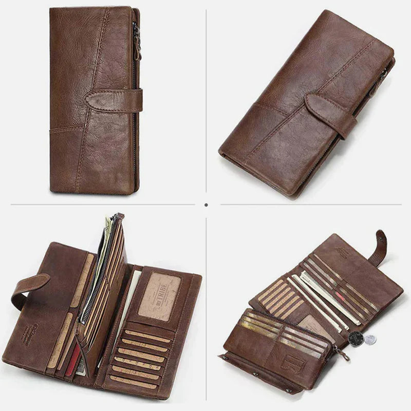 RFID Large Capacity Vintage Genuine Leather Purse