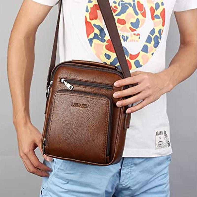 Men's Leather Small Messenger Bag