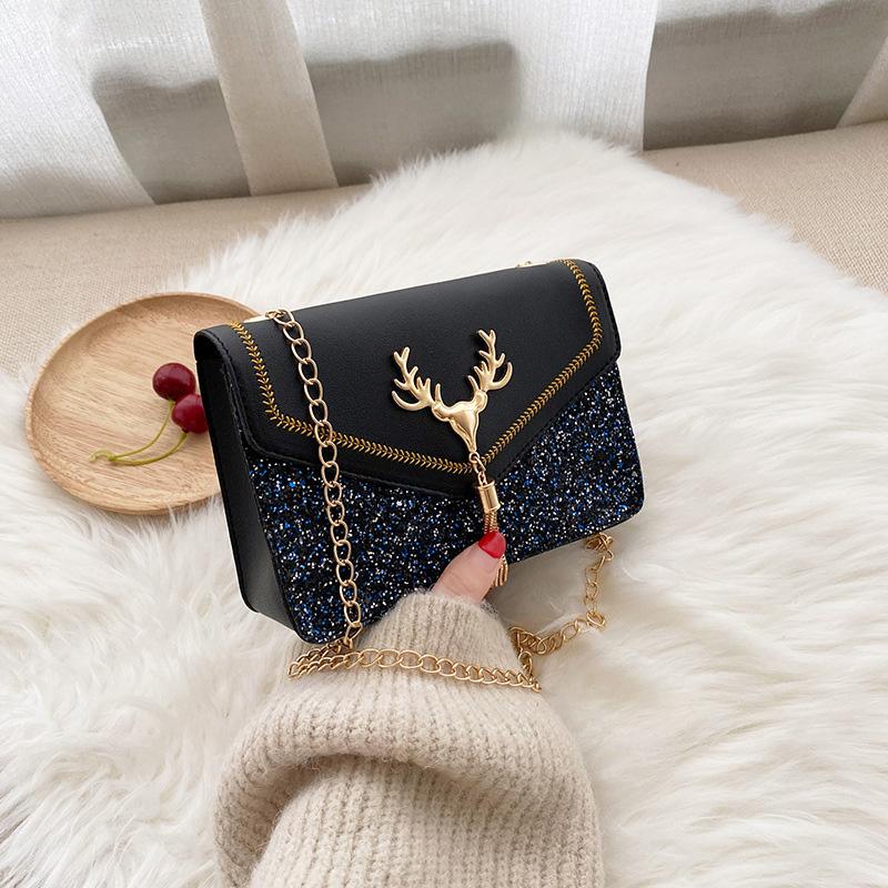 Crossbody Bag with Sequins and Antlers