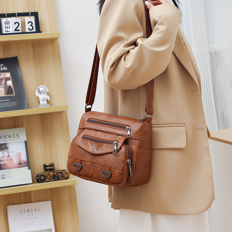 Women's Multi-Pocket Soft Leather Crossbody Bag