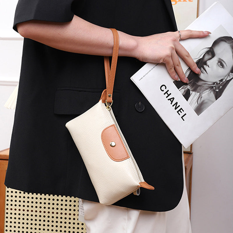 Handheld Leather Clutch Lightweight Large Space Wrist Zipper Wallet
