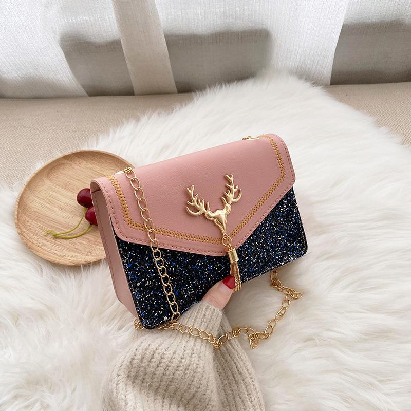 Crossbody Bag with Sequins and Antlers