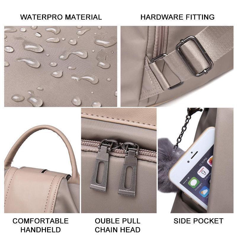Women Waterproof Nylon/PU Anti-theft Backpack, Lightweight Rucksack