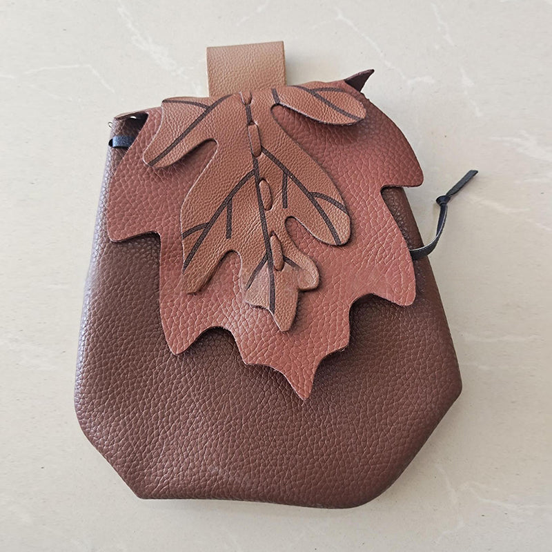 Medieval Renaissance Leather Drawstring Coin Pouch Bag